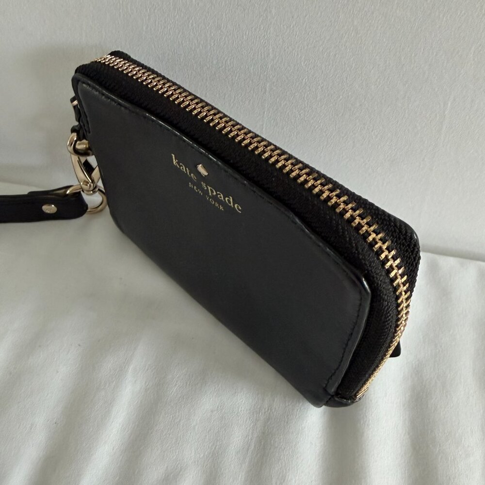 KATE SPADE Madison Small L-Zip Black Leather Wallet Wristlet - Picture 3 of 9